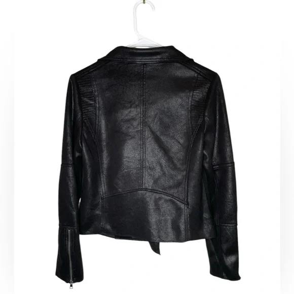 Evereve Marren Moto Jacket Faux Leather in Black Size Small Retail $158 - Picture 5 of 12